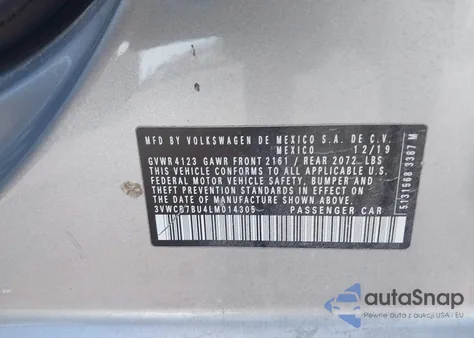 2020 Volkswagen Jetta 1.4T R-Line/1.4T S/1.4T Se из США, поврежденный, VIN 3VWCB7BU4LM014305